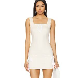 LOBA Revolve Amira Mini Dress Beige
Ribbon trim bows NWT S